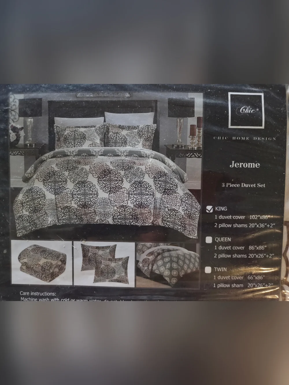 NEW Chic Home 3 Piece Jerome Boho Inspired Reversible Print Duvet Set, King